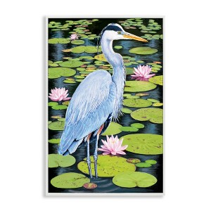 Stupell Industries Heron Among Pond Lilies Black Framed Giclee Art - 1 of 4