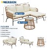 Modern L-Shaped Rattan Patio Set - Detachable Lounger, Tempered Glass Table & All-Weather Cushions for Poolside/Balcony - 2 of 4