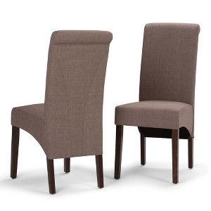 FranklDeluxe Parson Dining Chair Set of 2 Light Mocha Linen Look Fabric - Wyndenhall, Light Brown