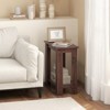 Tangkula Wood End Table 2-tier Rectangular Side Table Home Accent Table w/ Storage Shelf Small Night Stands Sofa Side Coffee Table Mahogany/White - 3 of 4