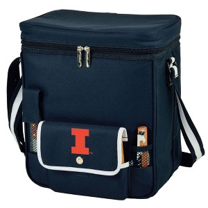 NCAA Illinois Fighting Illini Soft Sided Cooler with Two Person Wine & Cheese Picnic Set - 1 of 4