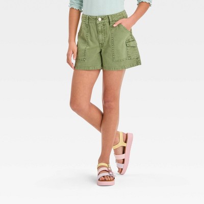 Girls' Loose Utility Cargo Shorts - Art Class™ Olive Green M : Target