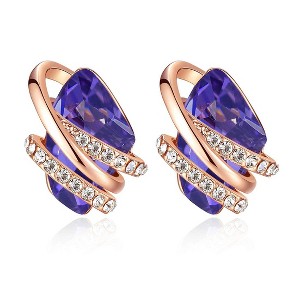 Leafael Wish Stone Stud Earrings with Birthstone Crystals, 18K Rose Gold Plated or Silver-tone - 1 of 4