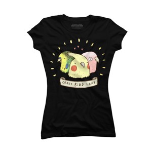Junior's Design By Humans Crazy Bird Lady By SophieCorrigan T-Shirt - 1 of 3