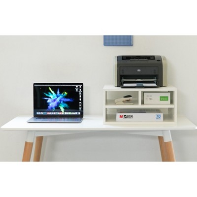 White Wood Compact Desktop Printer Stand with Storage