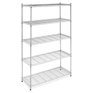Whitmor 5 Tier Supreme Large Shelving Chrome Silver: Storage & Organization, Reinforced Metal, Compatible with 13" Cube System - 1 of 4