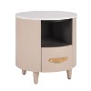 CAVINAS Round Nightstand with Storage Drawer,Modern Bedside Table with Open Storage Shelf,Nightstand with Curved Design for Bedroom - 3 of 4