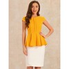 INSPIRE CHIC Women's Elegant Round Neck Cap Sleeve Solid Color Peplum Blouses - 3 of 4
