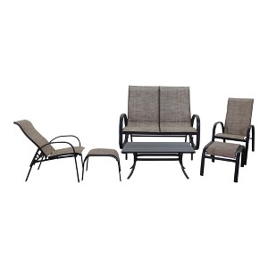 Courtyard Casual Santa Fe 6 pc Loveseat Glider Set with Reclining Sling Chairs - 1 of 4