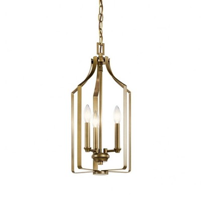 Morrigan Natural Brass 21" Traditional 3-Light Open Cage Pendant