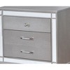 Royal Hampton Three Drawer Solid Wood Nightstand with Mirror Accent Trim Front, Silver - 2 of 4