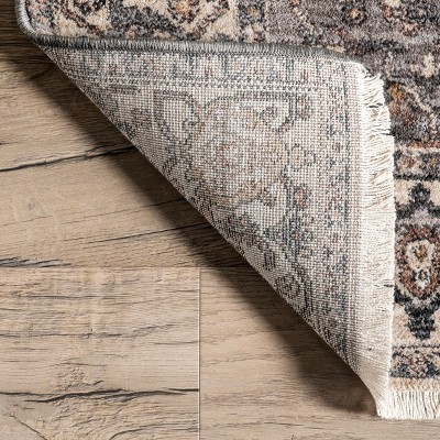 Dark Grey Rectangular Medallion Synthetic Area Rug 5' x 7'