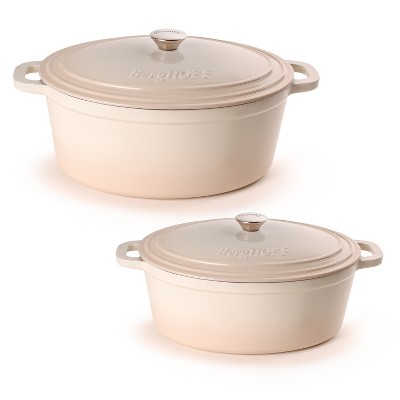 BergHOFF Neo 4Pc Cast Iron Cookware Set, 5qt. & 8qt. Oval Dutch Ovens, Matching Lids