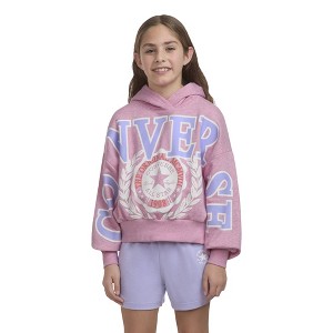 Converse® Girls' French Terry Hooded Sweatshirt - Pink - 1 of 3