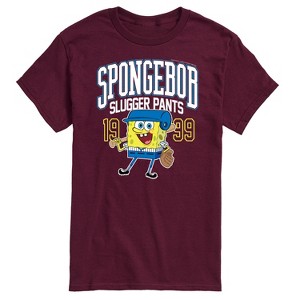 Men's - SpongeBob SquarePants - SpongeBob Slugger Pants Baseball Short Sleeve Graphic T-Shirt - 1 of 4