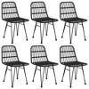 vidaXL Garden Dining Set Black Steel, Polyethylene, Tempered Glass Medium - 63" Table Length Black 6 Items - 4 of 4