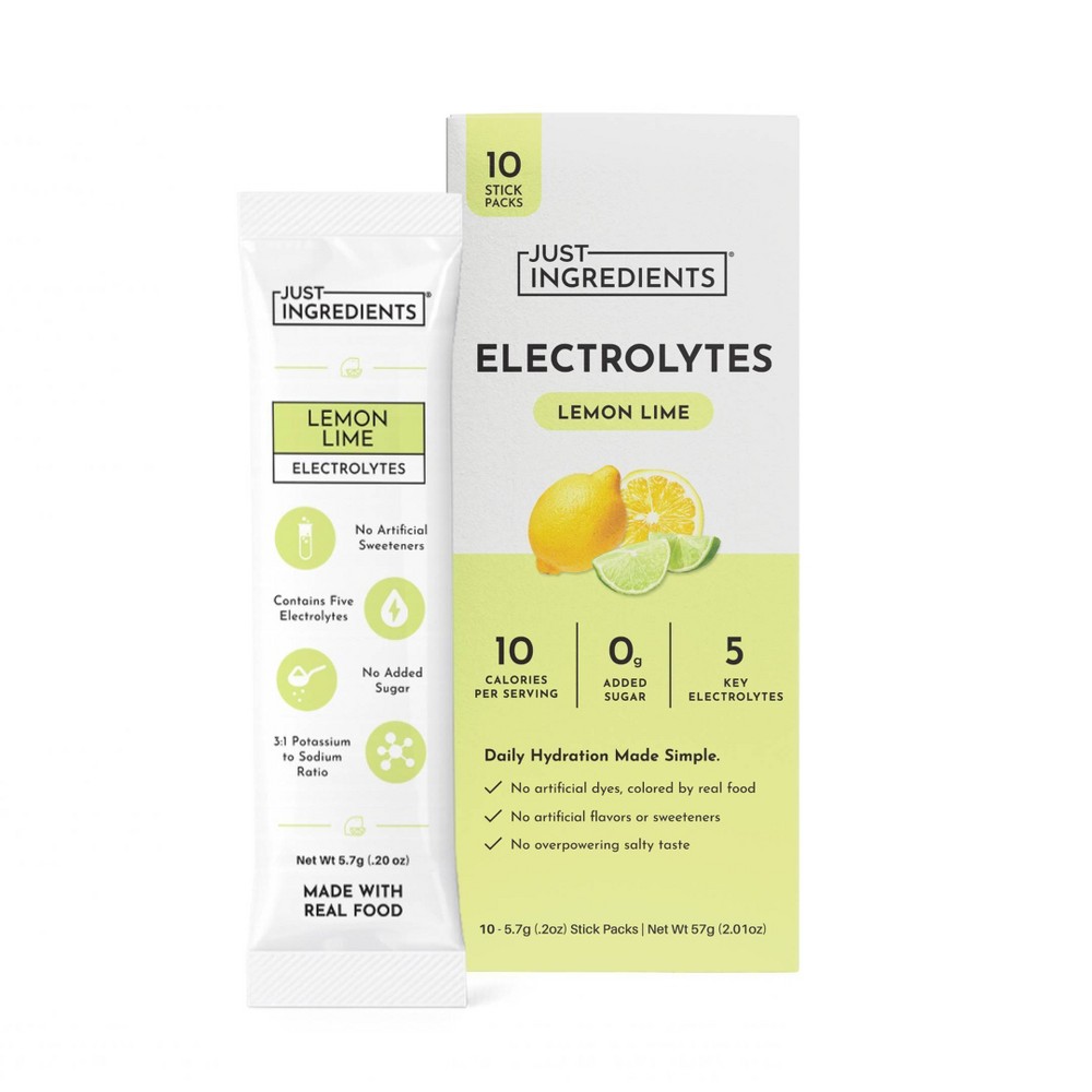 Just Ingredients Electrolytes Drink Mix Packs - Lemon Lime - 2.01oz/10ct