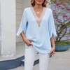 Coolmee Women Blouses Dressy Casual 3/4 Sleeve Tops Business Work Chiffon Office V Neck Shirts Loose - 4 of 4