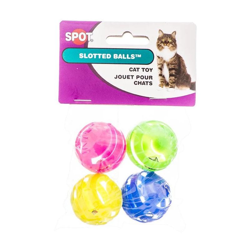 Spot Slotted Balls with Bells Inside Cat Toys - 4 Pack, 1 of 4