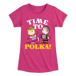 Girls' - Peanuts - Time To Polka Fitted Short Sleeve Graphic T-Shirt - 1 of 4