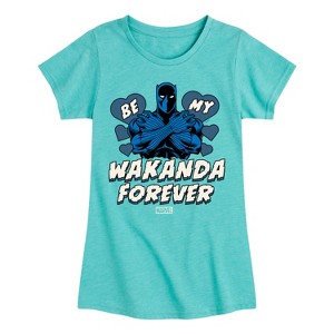 Girls' - Marvel - Valentine Be My Wakanda Forever Fitted Short Sleeve Graphic T-Shirt - 1 of 4