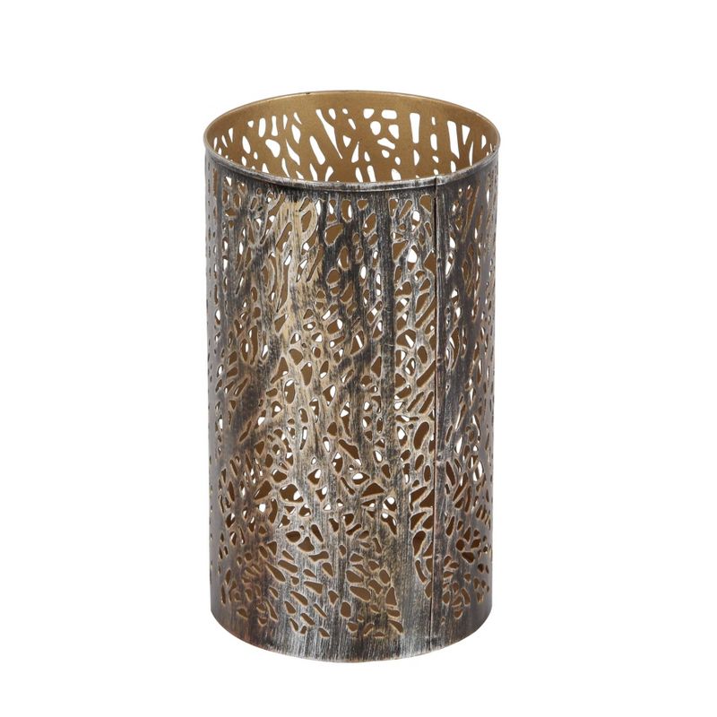 Set of 3 Leafy Cylindrical Contemporary Metal Candle Holders - Olivia & May, 6 of 10