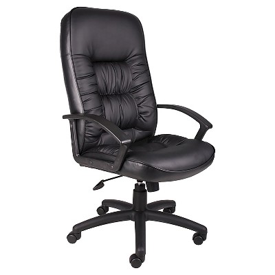High Back Leatherplus Chair with Knee Tilt Black - Boss Office Products