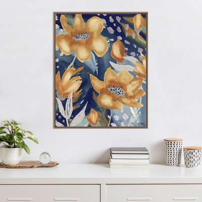 Golden Floral and Silver Petal Abstract Canvas Art