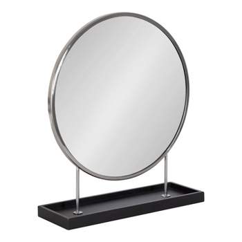 18" x 22" Maxfield Round Tabletop Mirror Silver/Black - Kate & Laurel All Things Decor