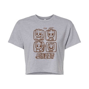 Women's - Marvel - Groot Grid Cropped Graphic T-Shirt - 1 of 4