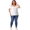 Agnes Orinda Women's Plus Size Short Sleeve Cold Shoulder Keyhole Going Out Party Blouses - 3 of 4