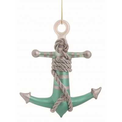 Transpac Glass Silver Christmas Anchor Ornament