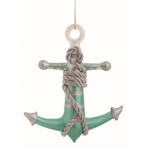 Transpac Glass Silver Christmas Anchor Ornament - 1 of 2