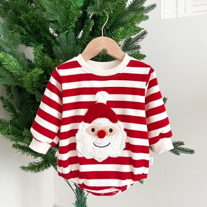 MyKids-Usa Baby Christmas Santa Claus Pattern Heart Printed Design Long Sleeved Onesies - 1 of 3