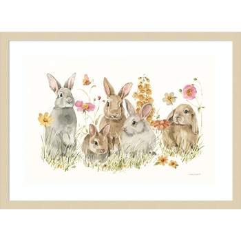 Amanti Art Bunny Hop on Spring I by Lisa Audit Wood Framed Wall Art Print 25 in. x 19 in.