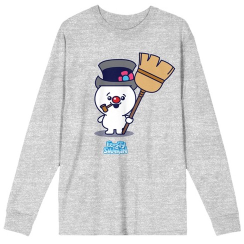 Frosty The Snowman Chibi Frosty Men\'s Athletic Heather Long Sleeve ...