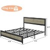 Bed Frame with Charging Station, Industrial Design Platform Bed Frame with Headboard and Metal Slated Frame, No Spring Box Need, Easy Assembly - 2 of 4