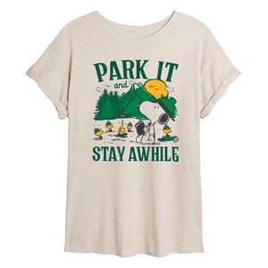 Women's - Peanuts - Park It And Stay Awhile Oversized Graphic T-Shirt - 1 of 4