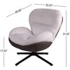 Ridstar Upholstered Modern Metal Chenille & Accent Chair with Leather Fluid 360 Degree Swivel For Reading, Living Room-White - 2 of 4