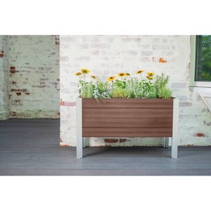 Vita 16"x39" Wide Rectangular Vinyl URBANA Greens Planter Box Espresso: Weather-Resistant, with Trellis - 1 of 4