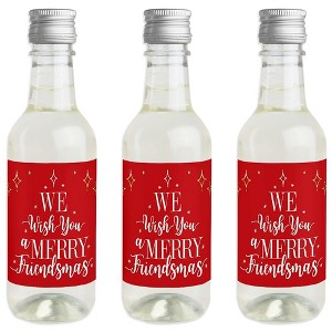 Big Dot of Happiness Red and Gold Friendsmas - Mini Wine and Champagne Bottle Label Stickers - Friends Christmas Party Favor Gift - Set of 16 - 1 of 4