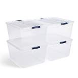 Rubbermaid Cleverstore 71qrt Home/Office Clear Plastic Storage Tote with Latching Lid (4 Pack)