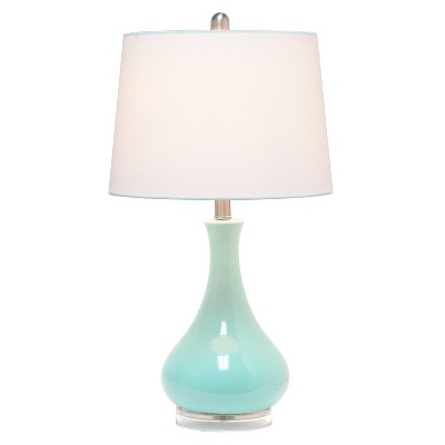 Aqua Ceramic Droplet Table Lamp with Fabric Shade