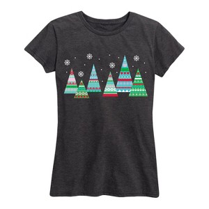 Women's - Instant Message - Scandinavian Patterned Trees Short Sleeve Graphic T-Shirt - 1 of 4