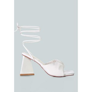 Primavera Ruched Triangular Heel Lace Up Sandal - 1 of 4