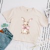 Bunny Watercolor With Bow - Women's Boxy Crop Top Graphic T-Shirt - 2 of 4