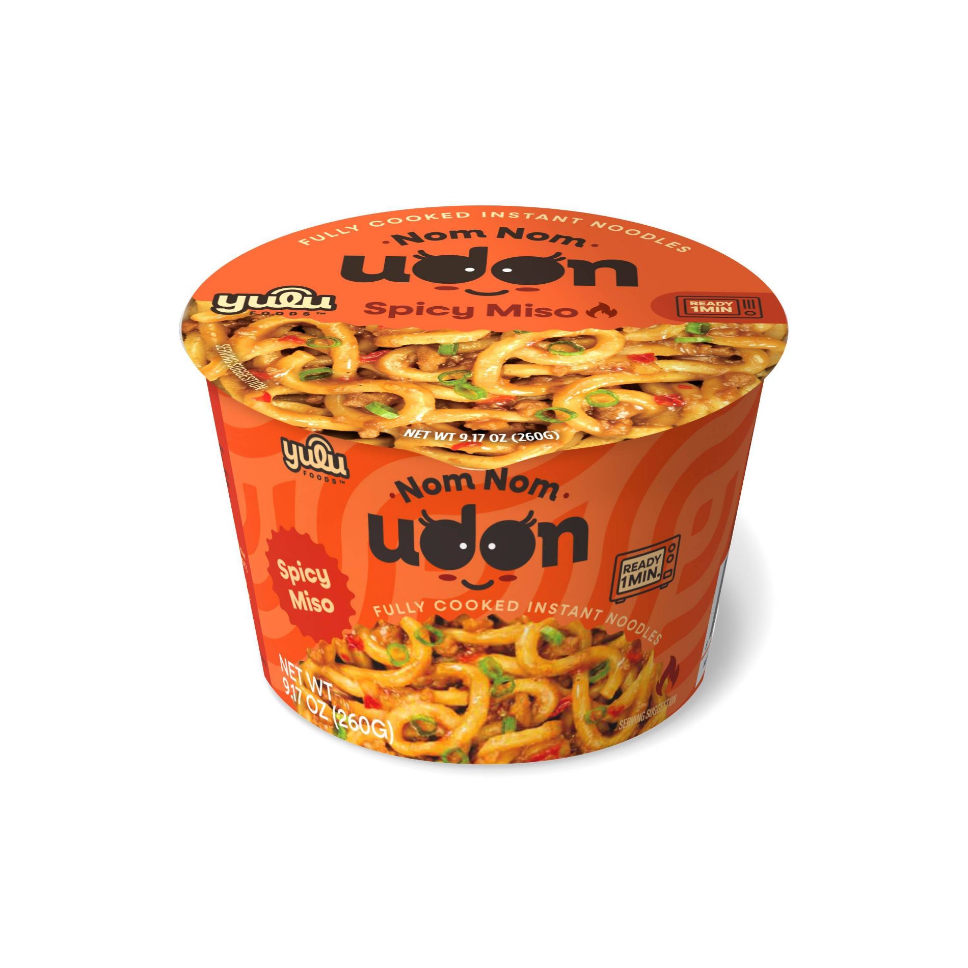 YULU Nom Nom Udon Spicy Miso Flavor Instant Noodles Cup - 9.17oz