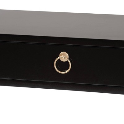 Black and Gold Wood Metal 2-Drawer Console Table