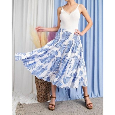 Women's Tropical Print Tiered Maxi Skirt - ee:some