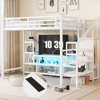 Full Size Metal Loft Bed with TV Cabinet, Staircase and Wardrobe - 3 of 4